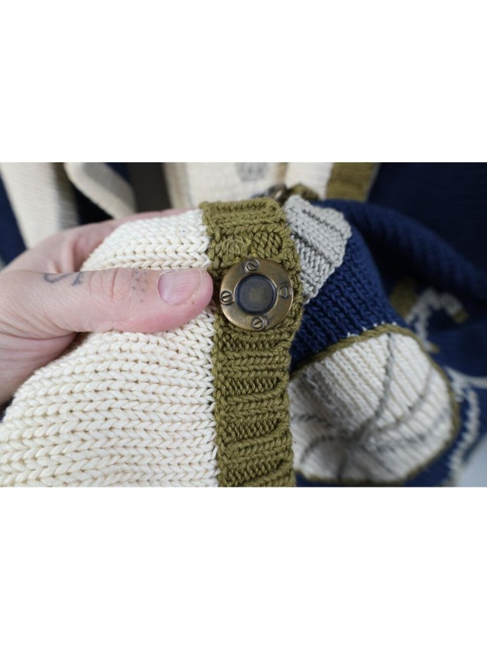 Vintage 80s Womens Medium Bicycle Cycling All Over Print Knit Cardigan Sweater - Picture 9 of 16